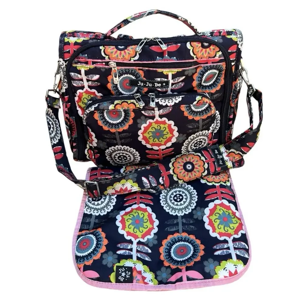 Ju-Ju-Be Dancing Dahlias Diaper Bag Large Structured Shoulder Tote No Straps